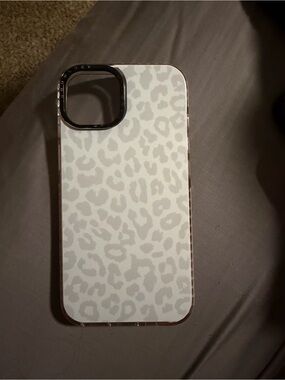 Amazon White Leopard Print Phone Case with Light Gray Spots